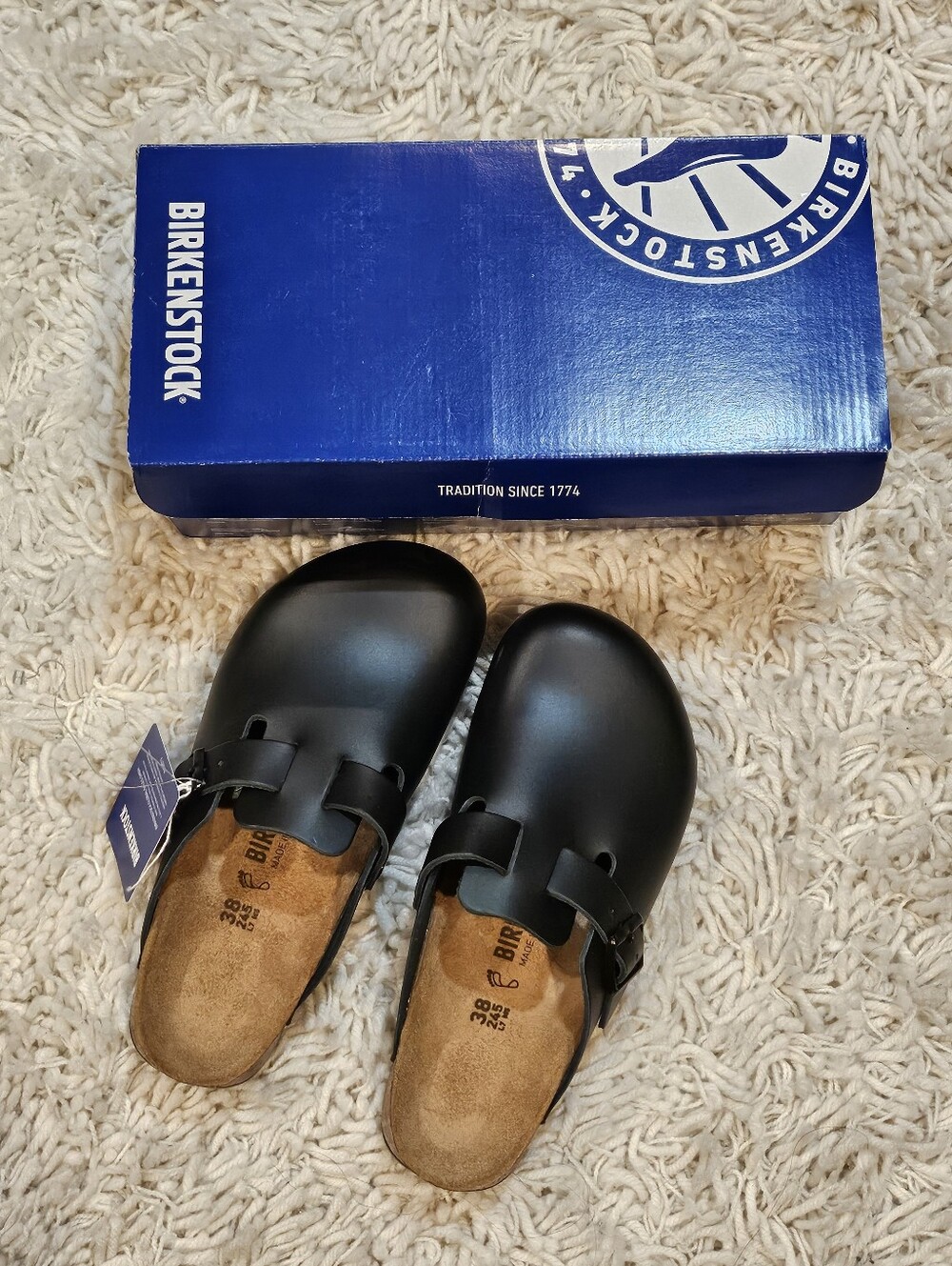 Birkenstock Boston Clogs Super Grip size 7 38 New genuine leather black regular